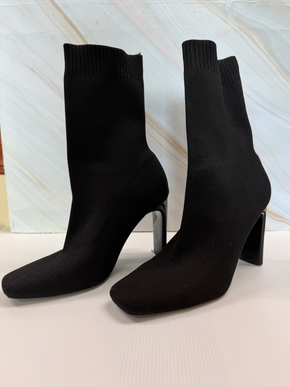 Zara Black Stretch Sock Boots - Sleek Women's Ankle Bootie